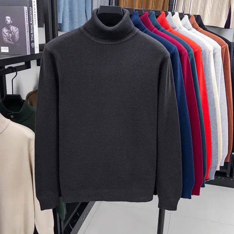 Men’s Slim Fit Knitted Turtleneck Sweater – Autumn Streetwear Pullover - Honesty Sales