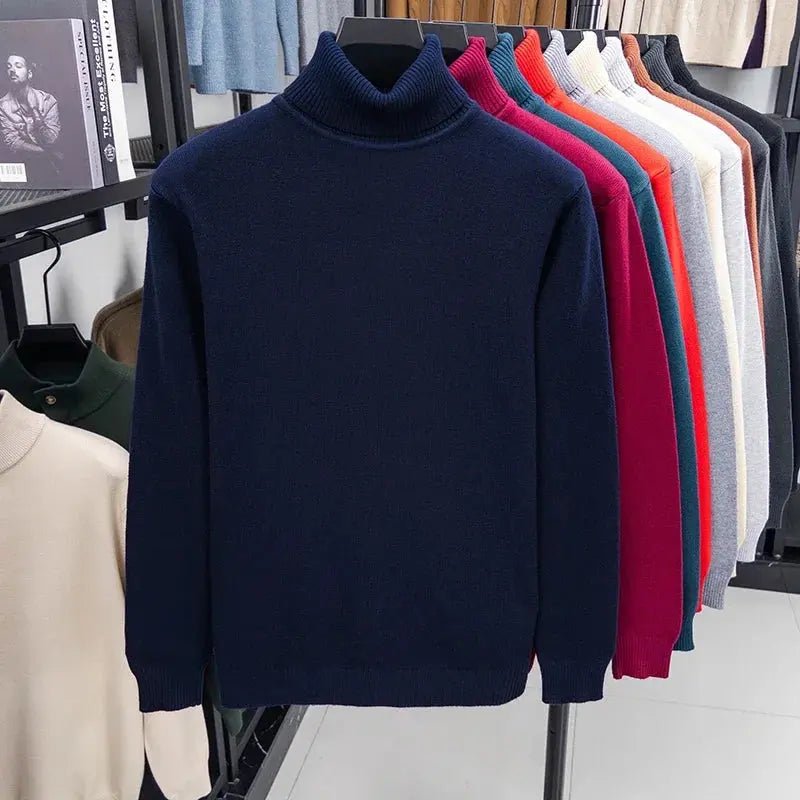 Men’s Slim Fit Knitted Turtleneck Sweater – Autumn Streetwear Pullover - Honesty Sales