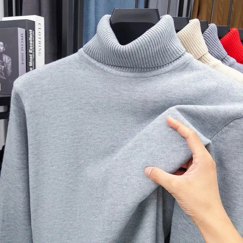 Men’s Slim Fit Knitted Turtleneck Sweater – Autumn Streetwear Pullover - Honesty Sales