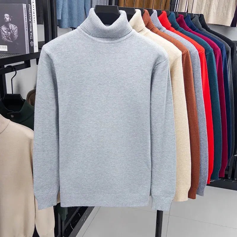 Men’s Slim Fit Knitted Turtleneck Sweater – Autumn Streetwear Pullover - Honesty Sales