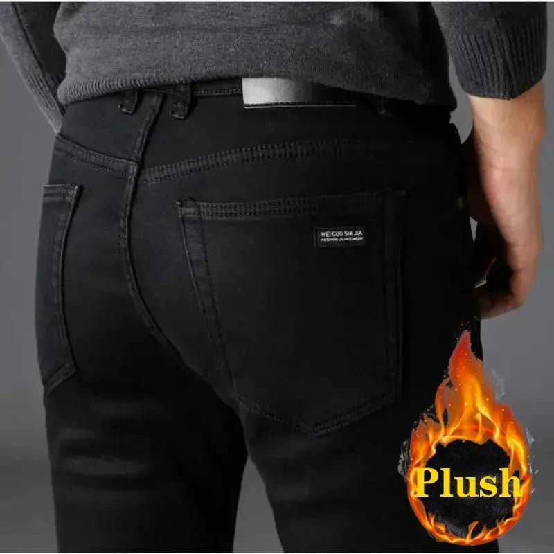 Men’s Stretch Denim Jeans – Black Biker Style Trousers - Honesty Sales
