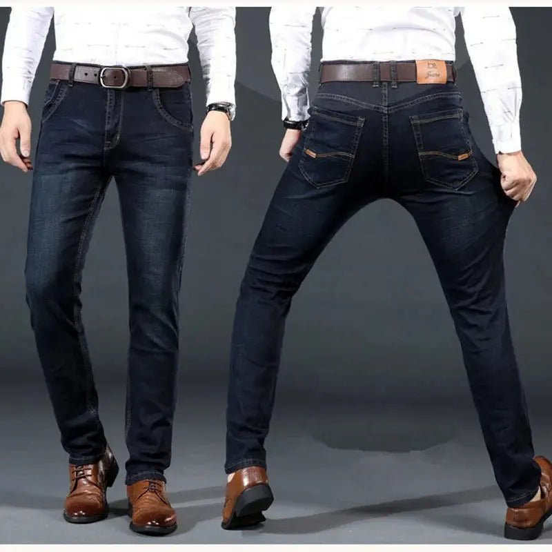 Men’s Stretch Slim Fit Denim Trousers – Light Luxury Business Casual Pants - Honesty Sales
