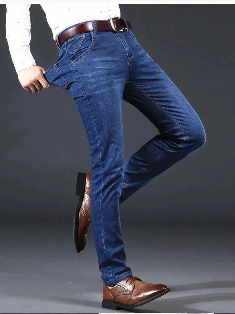 Men’s Stretch Slim Fit Denim Trousers – Light Luxury Business Casual Pants - Honesty Sales
