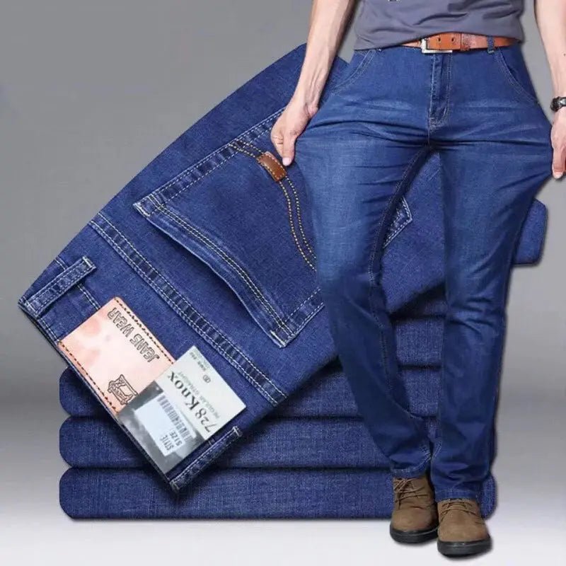 Men’s Stretch Slim Fit Denim Trousers – Light Luxury Business Casual Pants - Honesty Sales