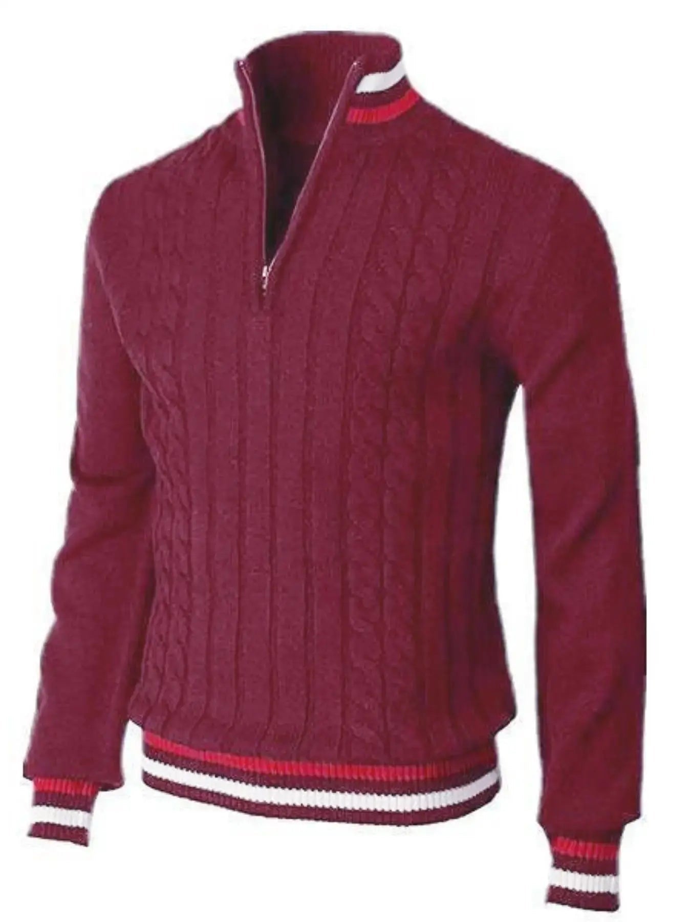 Men’s Thick Cotton Quarter - Zip Sweater – Autumn/Winter Mock Neck Pullover - Honesty Sales