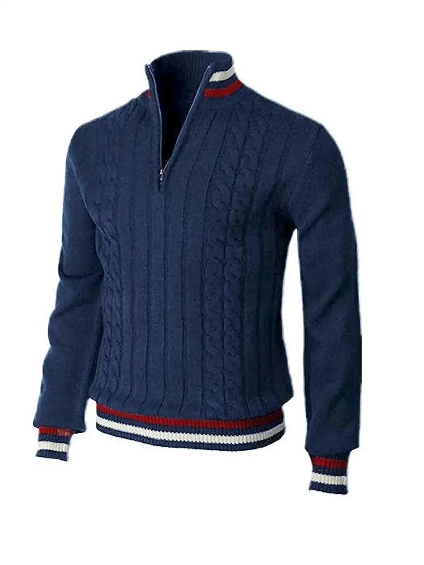 Men’s Thick Cotton Quarter - Zip Sweater – Autumn/Winter Mock Neck Pullover - Honesty Sales