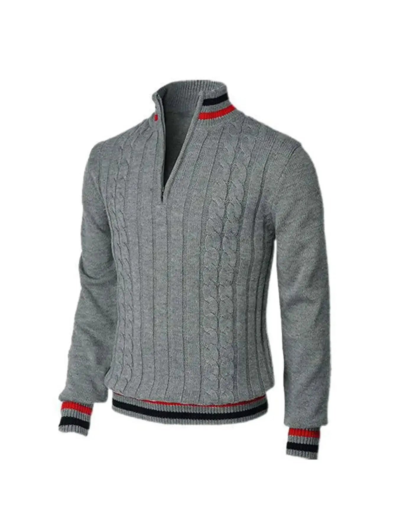 Men’s Thick Cotton Quarter - Zip Sweater – Autumn/Winter Mock Neck Pullover - Honesty Sales
