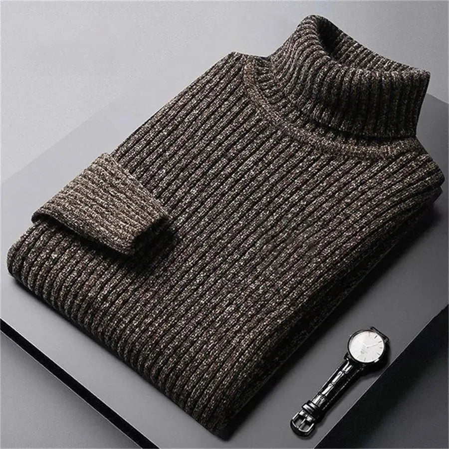 Men’s Thick Knit Turtleneck Sweater – Winter Slim Fit Pullover - Honesty Sales