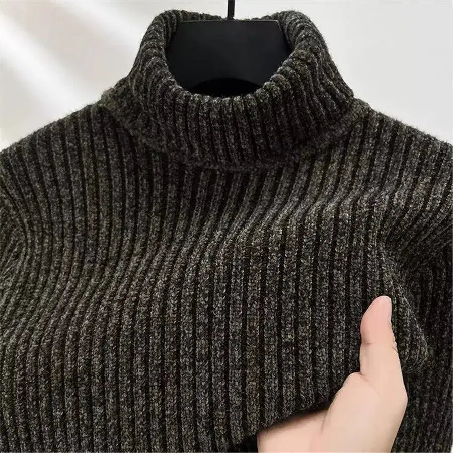 Men’s Thick Knit Turtleneck Sweater – Winter Slim Fit Pullover - Honesty Sales