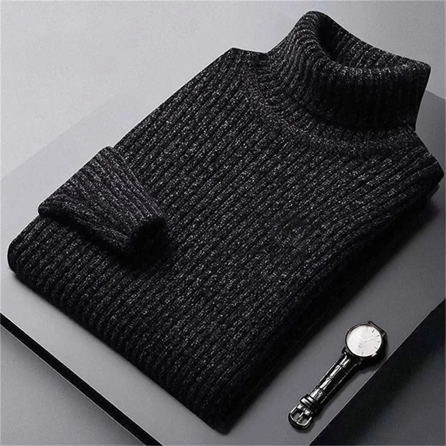 Men’s Thick Knit Turtleneck Sweater – Winter Slim Fit Pullover - Honesty Sales