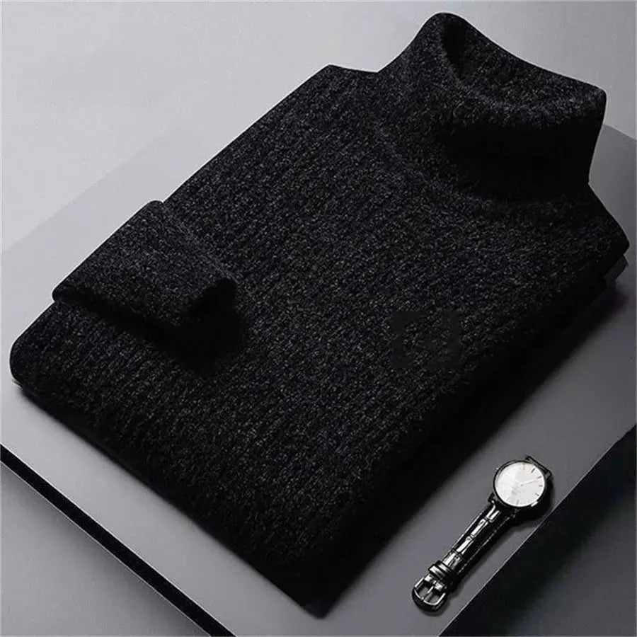 Men’s Thick Knit Turtleneck Sweater – Winter Slim Fit Pullover - Honesty Sales