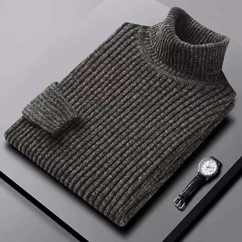 Men’s Thick Knit Turtleneck Sweater – Winter Slim Fit Pullover - Honesty Sales
