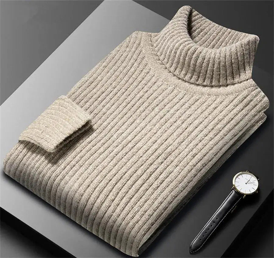 Men’s Thick Knit Turtleneck Sweater – Winter Slim Fit Pullover - Honesty Sales