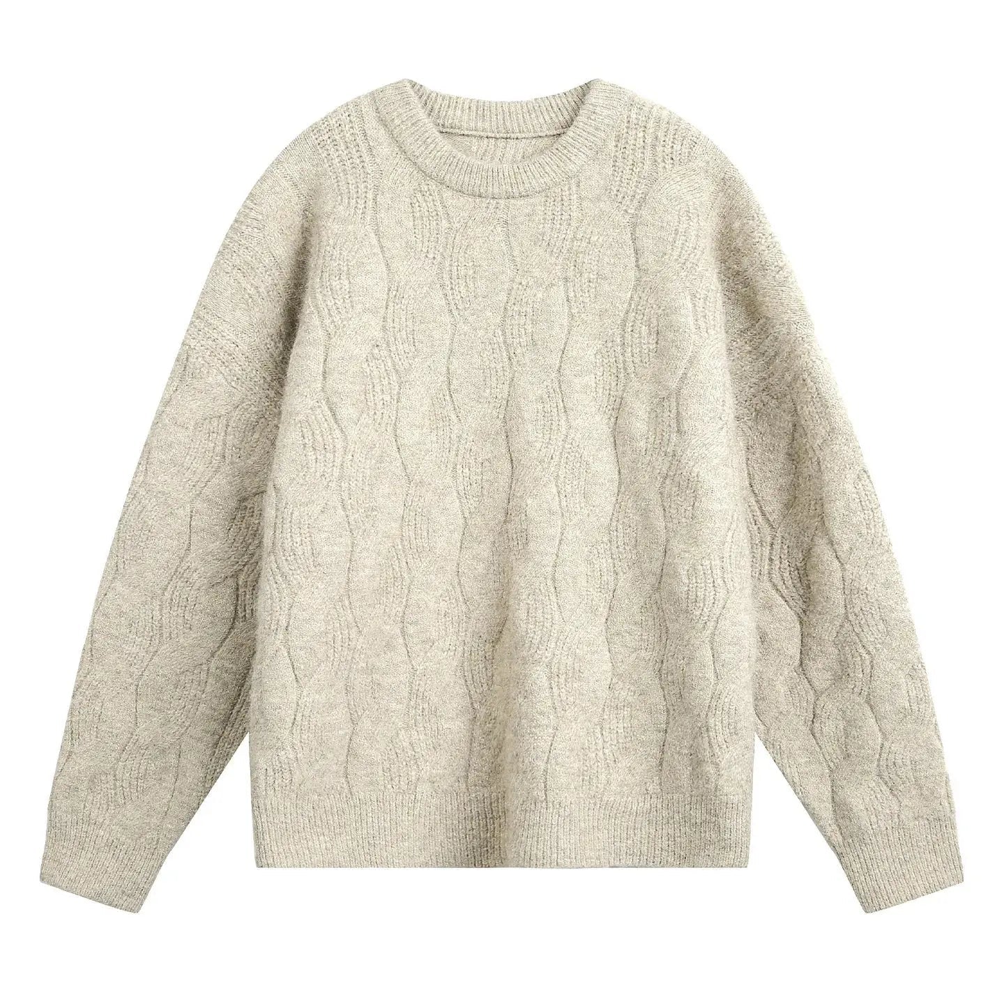 Men’s Thick Mohair Crew Neck Sweater – Autumn/Winter Oversized Knitwear - Honesty Sales