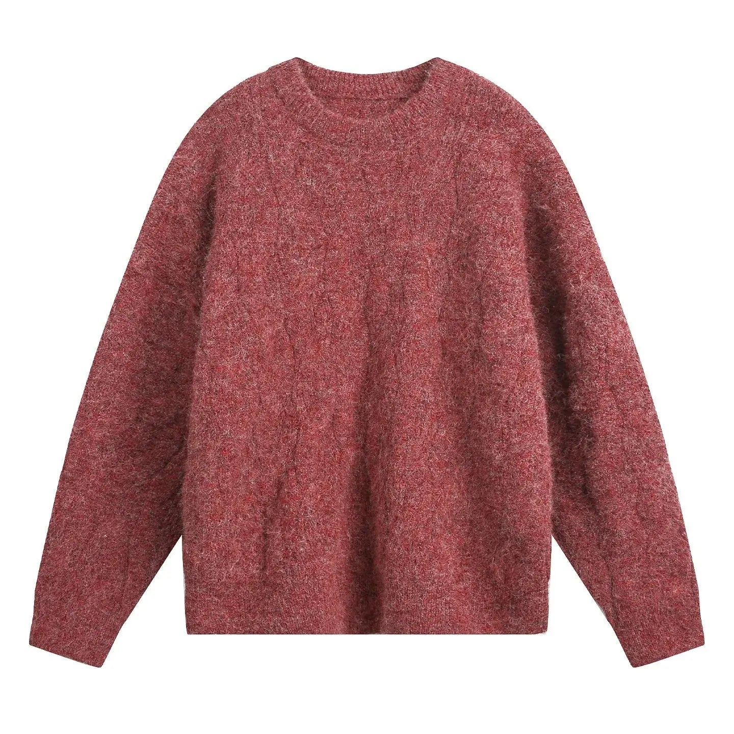 Men’s Thick Mohair Crew Neck Sweater – Autumn/Winter Oversized Knitwear - Honesty Sales