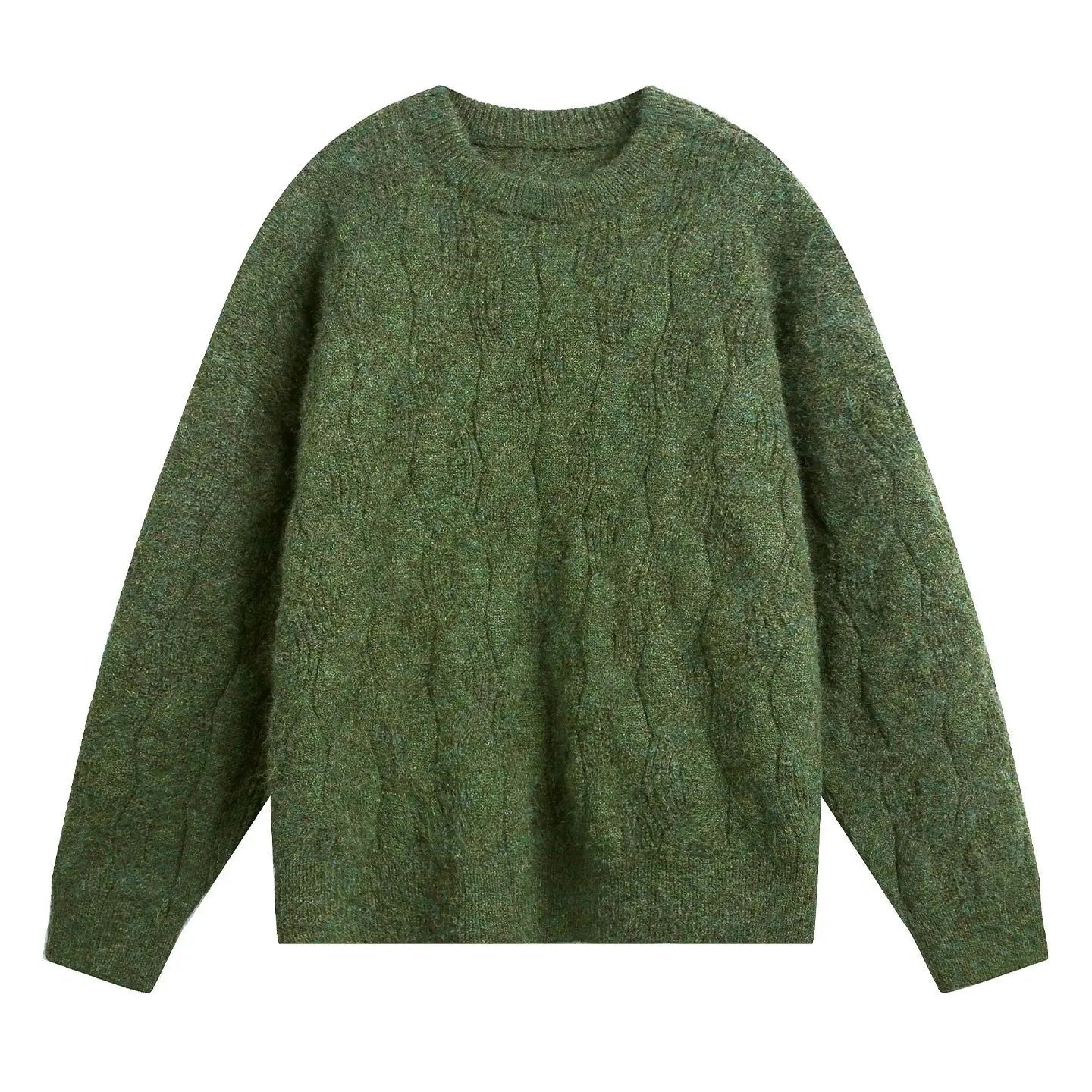 Men’s Thick Mohair Crew Neck Sweater – Autumn/Winter Oversized Knitwear - Honesty Sales