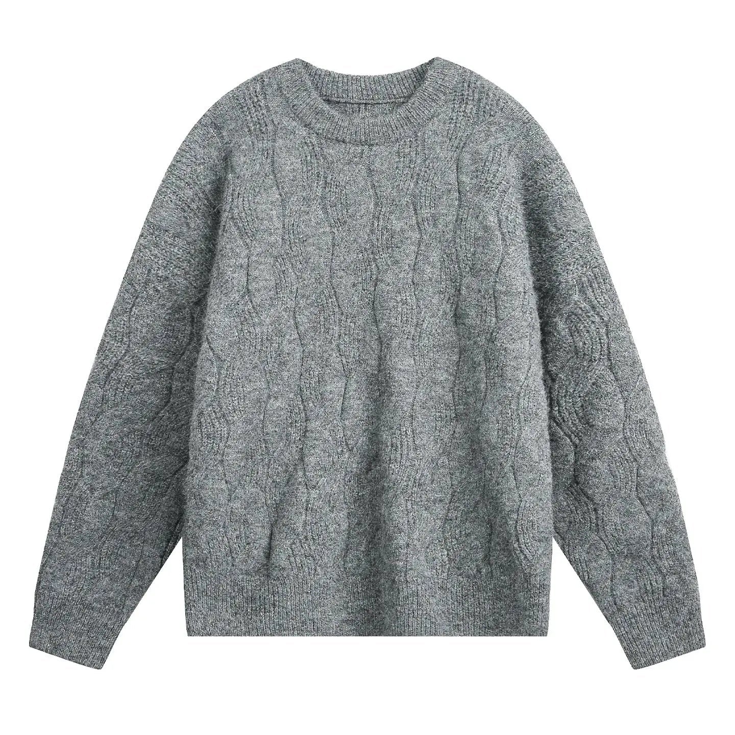 Men’s Thick Mohair Crew Neck Sweater – Autumn/Winter Oversized Knitwear - Honesty Sales
