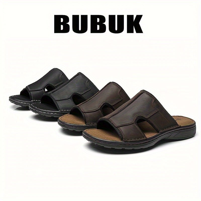 Men’s Top - Grain Leather Summer Slippers – Lightweight Thick - Sole Beach Sandals - Honesty Sales
