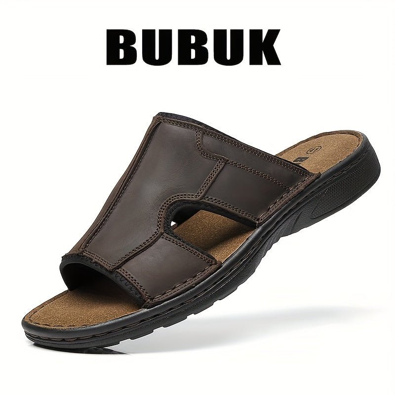 Men’s Top - Grain Leather Summer Slippers – Lightweight Thick - Sole Beach Sandals - Honesty Sales