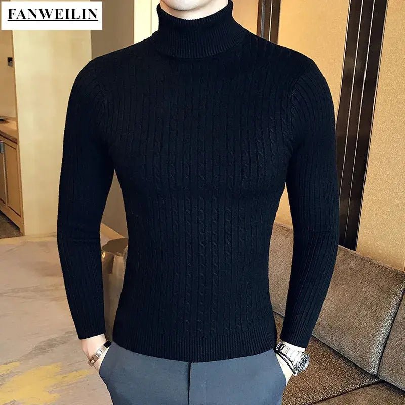 Men’s Turtleneck Knit Sweater – Slim Fit Winter Pullover - Honesty Sales