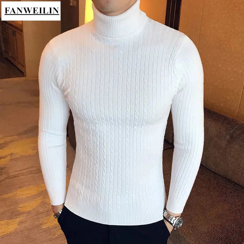 Men’s Turtleneck Knit Sweater – Slim Fit Winter Pullover - Honesty Sales
