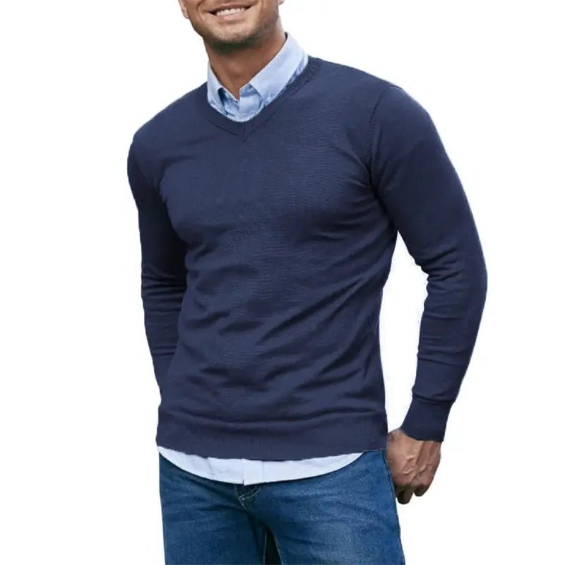 Men’s V - Neck Knit Sweater – Lightweight Slim Fit Pullover - Honesty Sales