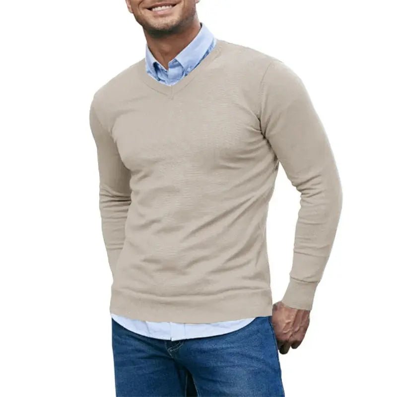 Men’s V - Neck Knit Sweater – Lightweight Slim Fit Pullover - Honesty Sales