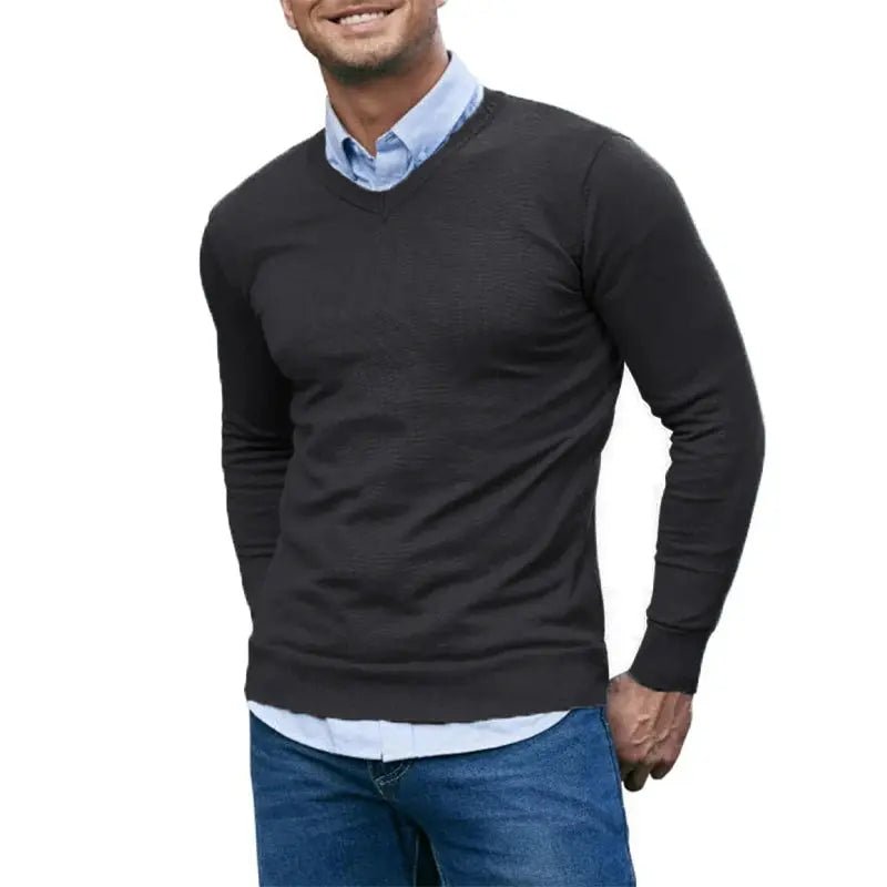 Men’s V - Neck Knit Sweater – Lightweight Slim Fit Pullover - Honesty Sales