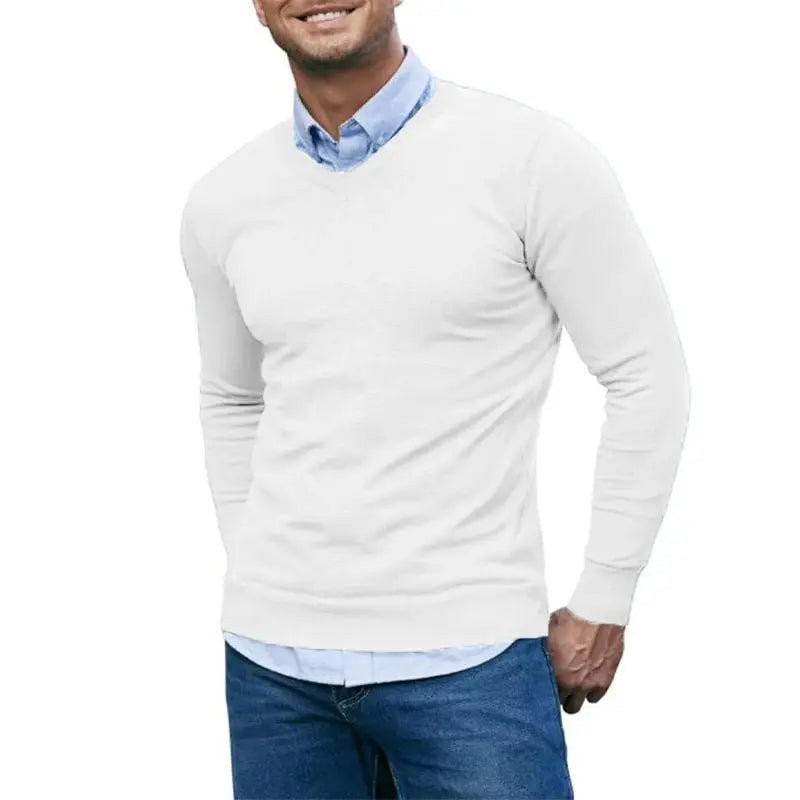 Men’s V - Neck Knit Sweater – Lightweight Slim Fit Pullover - Honesty Sales