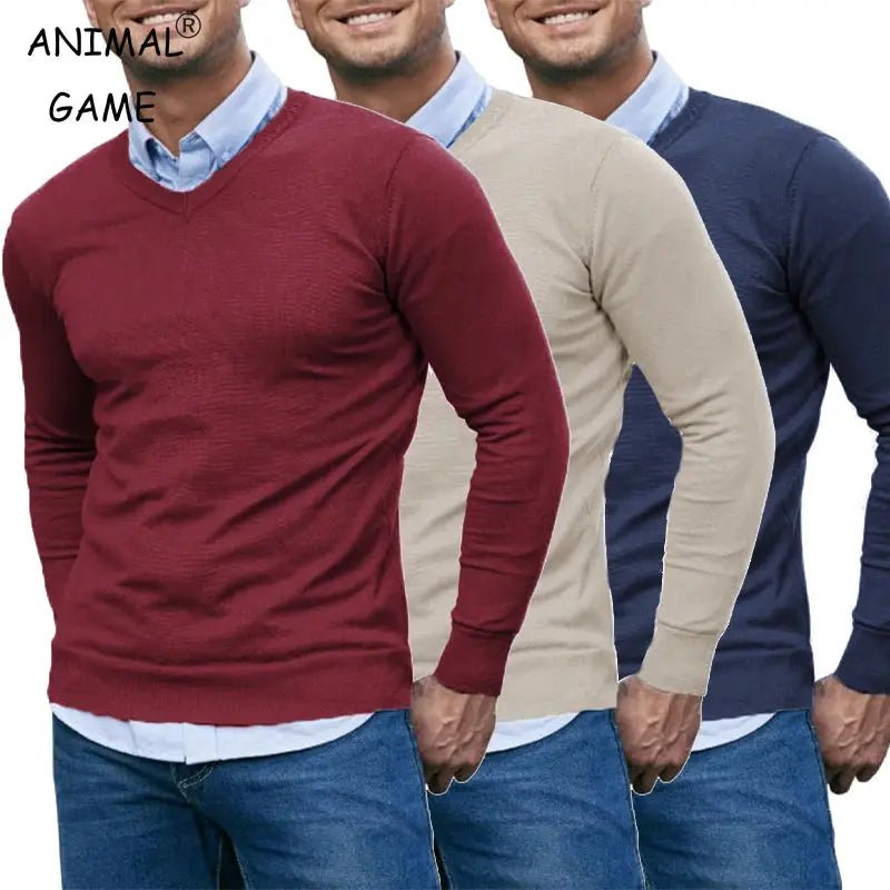 Men’s V - Neck Knit Sweater – Lightweight Slim Fit Pullover - Honesty Sales