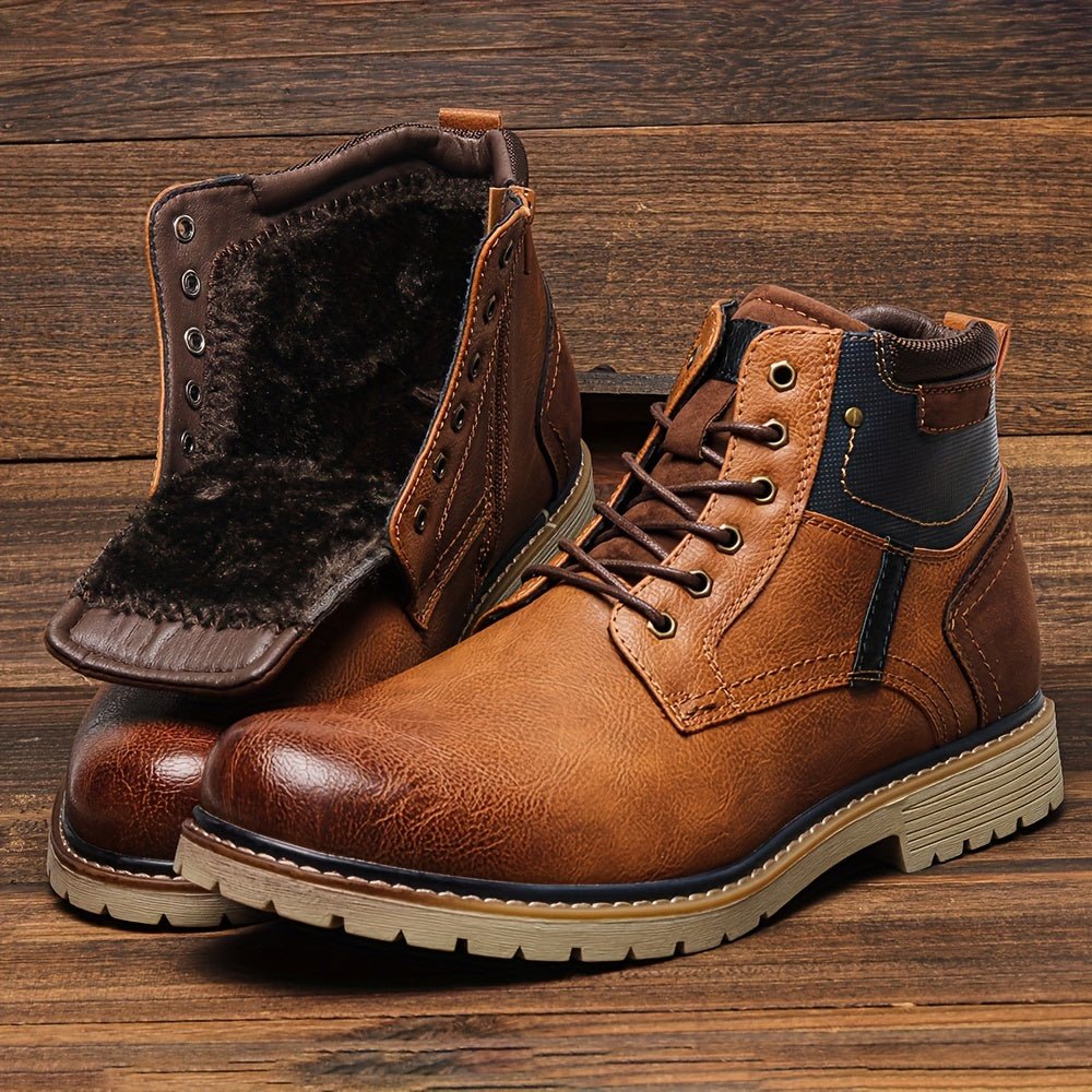 Men'S Vintage Boots with a PU Upper, Rubber Sole, And Inner Zipper. - Honesty Sales