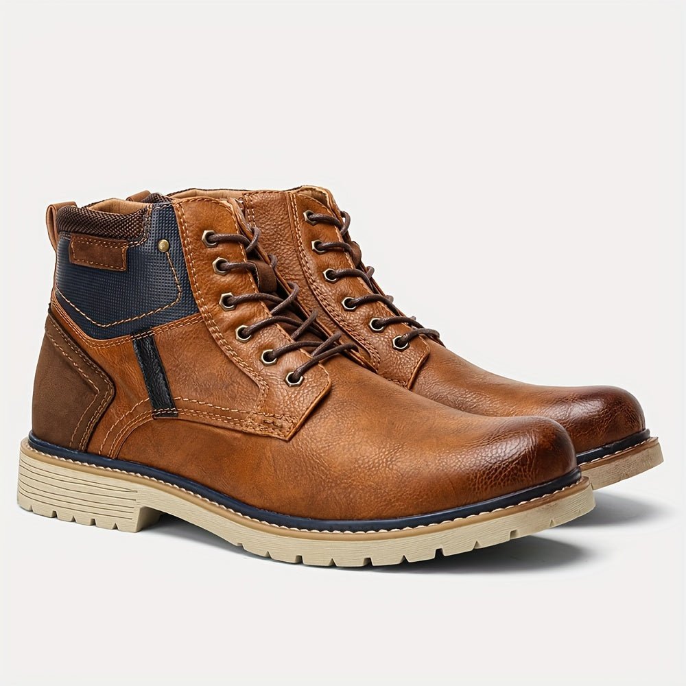 Men'S Vintage Boots with a PU Upper, Rubber Sole, And Inner Zipper. - Honesty Sales