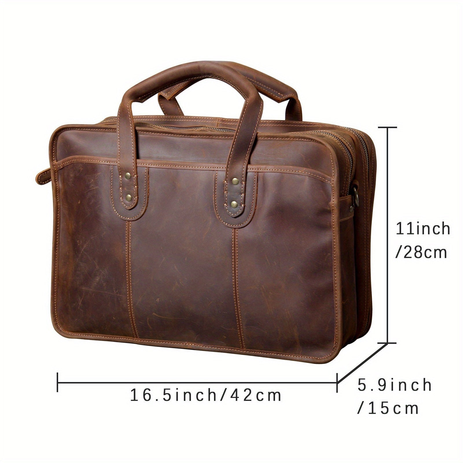 Men’s Vintage Genuine Leather Briefcase – 40.6cm Laptop Messenger Bag with Adjustable Strap - Honesty Sales