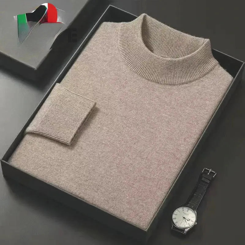 Men’s Winter Half - High Neck Sweater – Thick Warm Knit Pullover - Honesty Sales