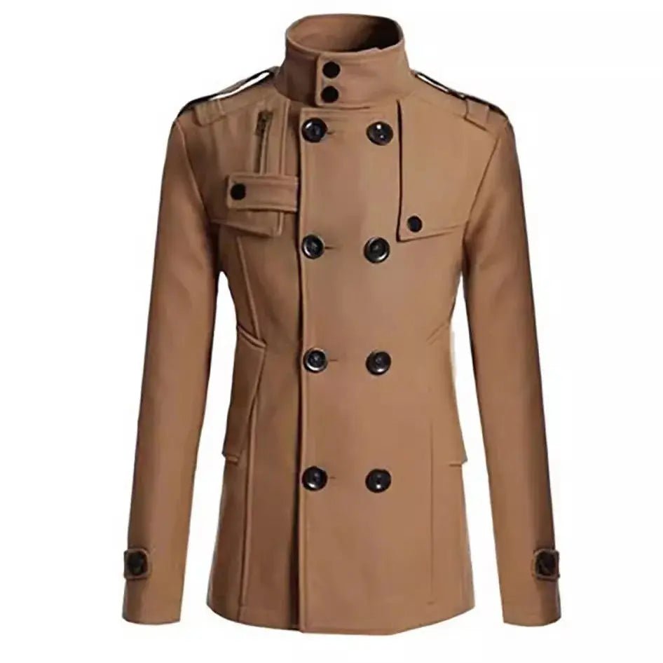 Men’s Wool Overcoat – Autumn Winter Long Coat, Lapel Style - Honesty Sales