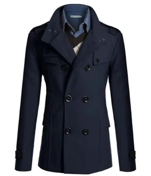 Men’s Wool Overcoat – Autumn Winter Long Coat, Lapel Style - Honesty Sales