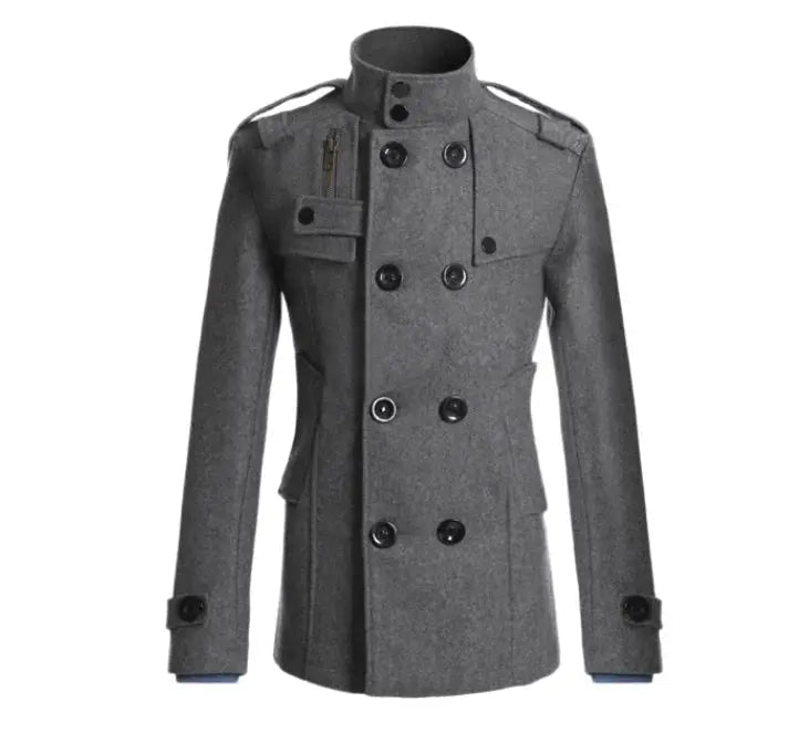 Men’s Wool Overcoat – Autumn Winter Long Coat, Lapel Style - Honesty Sales