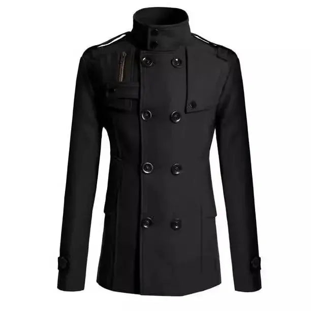 Men’s Wool Overcoat – Autumn Winter Long Coat, Lapel Style - Honesty Sales