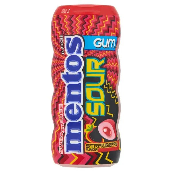 Mentos Sour Gum Strawberry Flavour 30g (Case of 10) - Honesty Sales