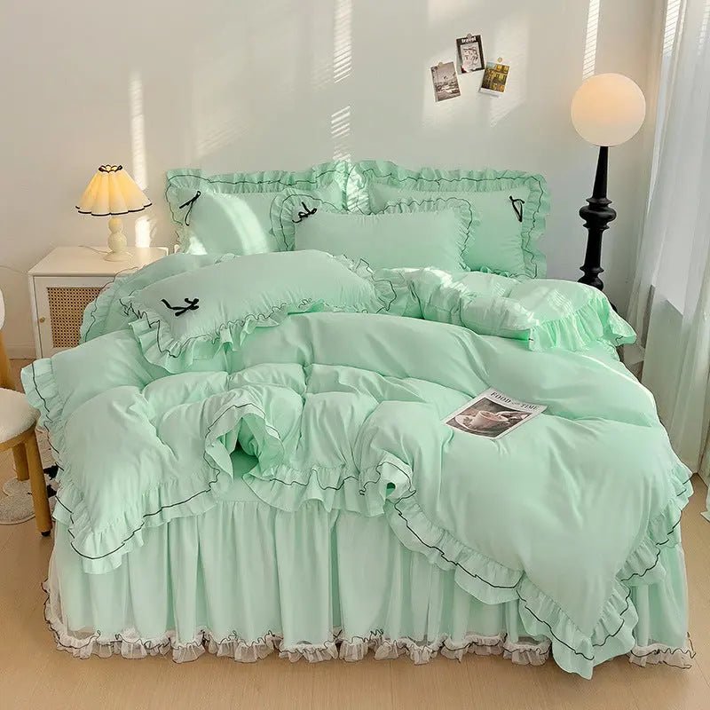Mesh Lace Bow Bed Skirt Double - bed Four - piece Suit - Honesty Sales