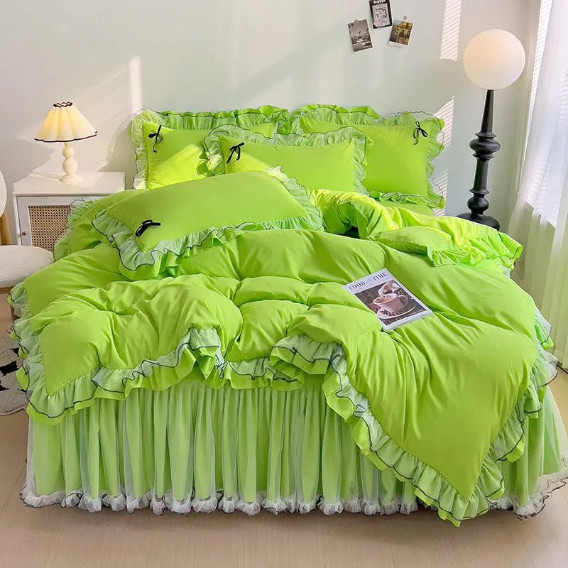 Mesh Lace Bow Bed Skirt Double - bed Four - piece Suit - Honesty Sales
