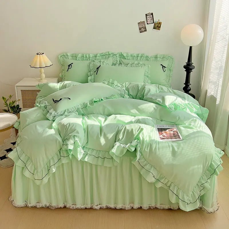 Mesh Lace Bow Bed Skirt Double - bed Four - piece Suit - Honesty Sales