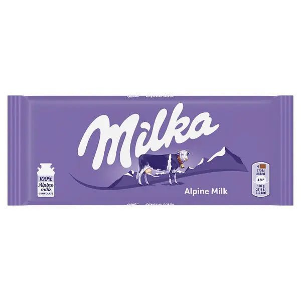 Milka Alpine Milk Chocolate Bar 100g (Case of 24) - Honesty Sales