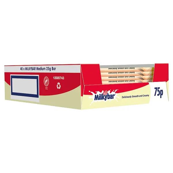 Milkybar White Chocolate Bar 25g PMP 75p (Case of 40) - Honesty Sales