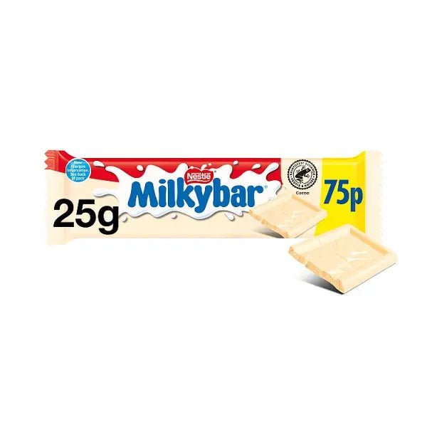 Milkybar White Chocolate Bar 25g PMP 75p (Case of 40) - Honesty Sales