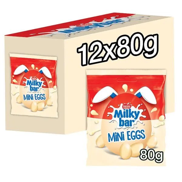 Milkybar White Chocolate Easter Mini Eggs Sharing Bag 80g (Case of 13) - Honesty Sales
