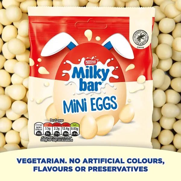 Milkybar White Chocolate Easter Mini Eggs Sharing Bag 80g (Case of 13) - Honesty Sales