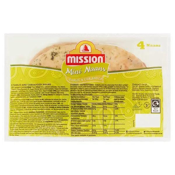 Mission 4 Mini Naans Garlic & Coriander (Case of 6) - Honesty Sales