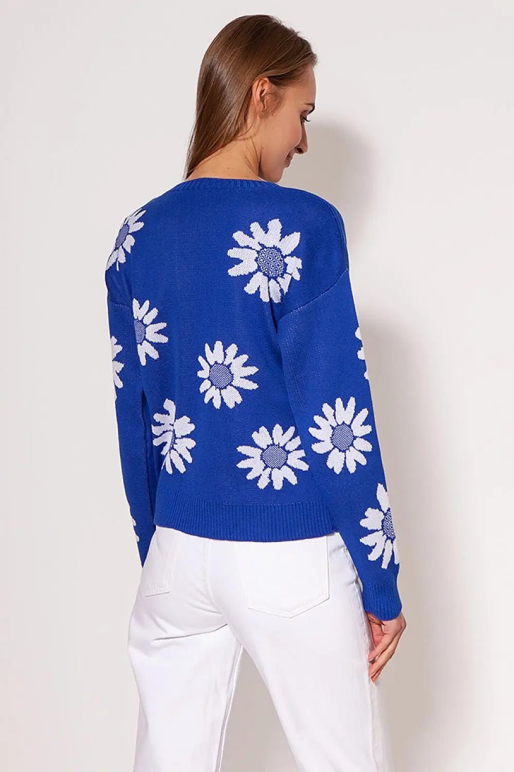 MKM simple cut flowers printed sweater - Honesty Sales