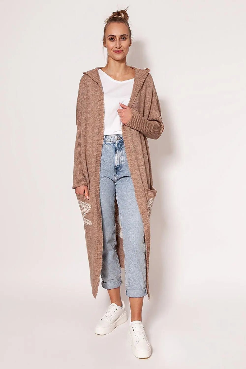 MKM Soft sweater coatwith long sleeves, hood, and pockets - Honesty Sales